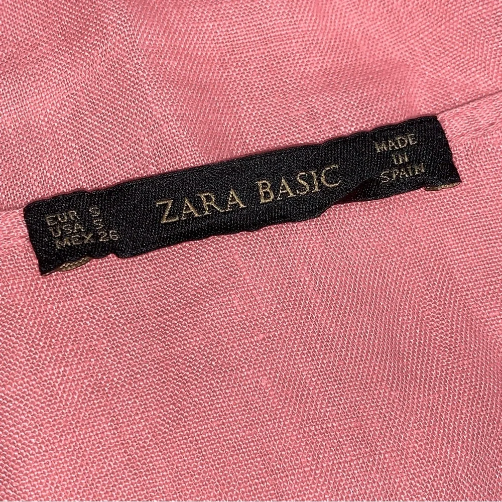 Zara Basics Coral Linen Romper Size Small V-Neck Sleeveless Casual